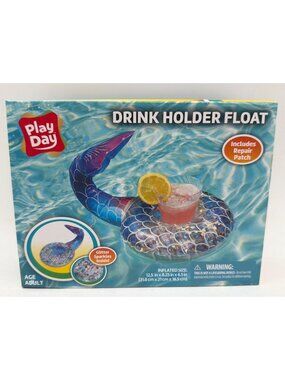 Play Day Glitter Drink Holder Float With Repair Patch - Adult Pool Accessory